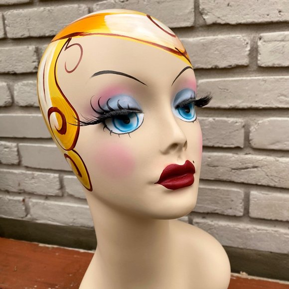 * SOLD * Art Deco Vintage Style Mannequin Head Hat Stand Jewelry Display - Picture 12 of 14